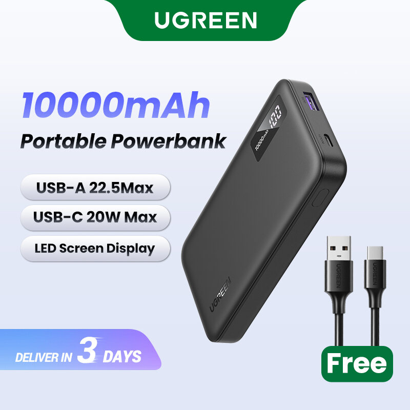UGREEN 10000mAh/20000mAh Power Bank PD 20W SCP 22.5W QC 18W Powerbank USB Type C Portable Charger Compatible for iPhone 16 15 Pro Max iPhone 16 15 Plus Samsung iPad 10th 9th Generation Pixel Huawei Mo