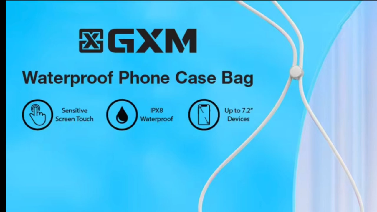 GXM Waterproof Mobile Phone Slip Cover Bag IPX8 Sensitive Touch Screen Lanyard Swimming Diving Transparent Phone Case Bag