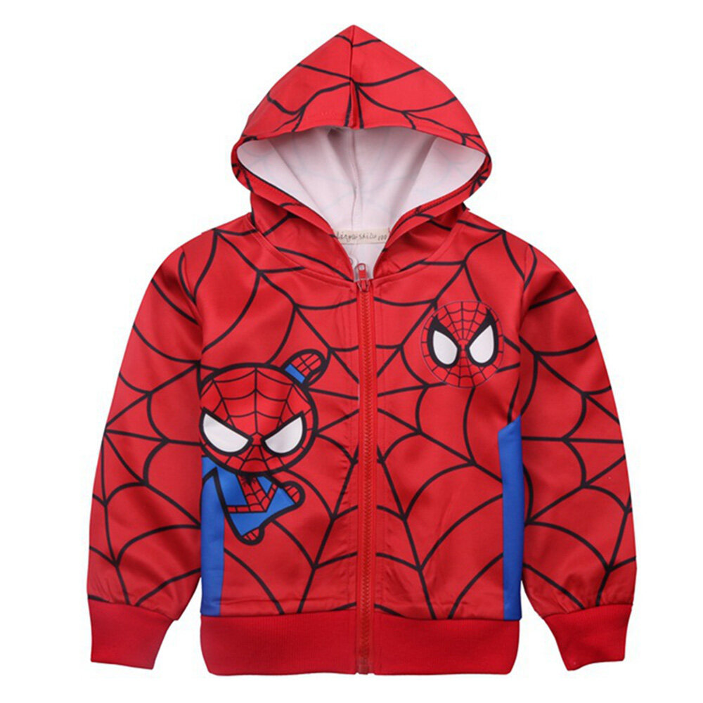 Kids Toddler Baby Boy Cartoon Spider-men Long Sleeve Jacket With Zipper Casual Children Jackets Coats