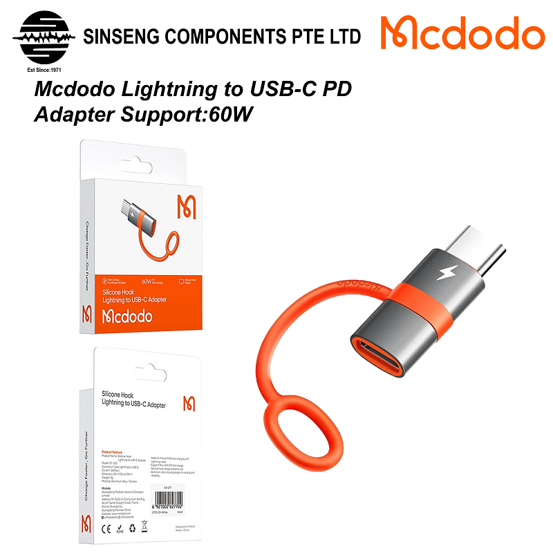 Mcdodo OT-553 Lightning to USB-C PD Adapter Support:60W [Order Model: MCD-OT5530]