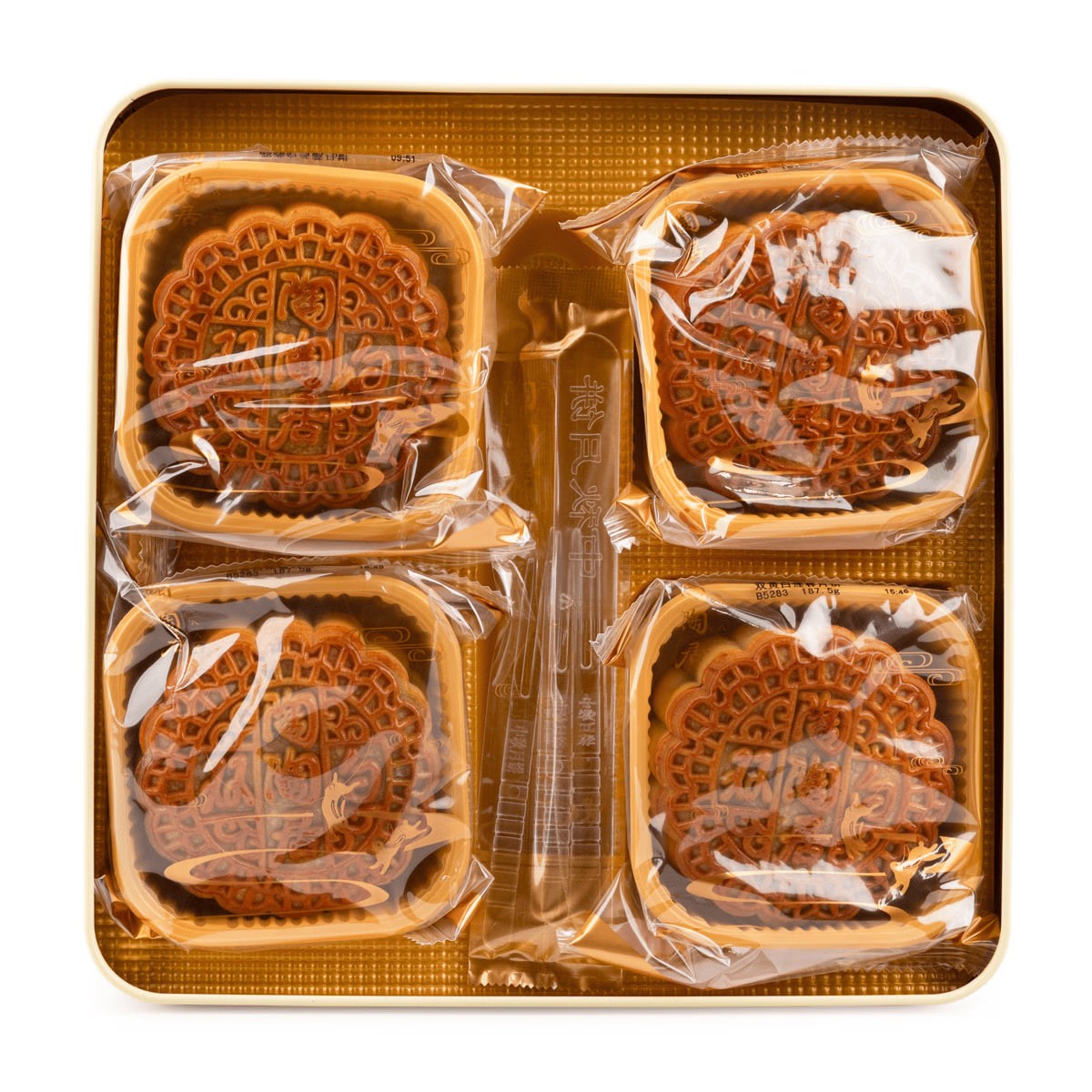 Mondkuchen aus weißer Lotussamenpaste mit doppeltem Eigelb